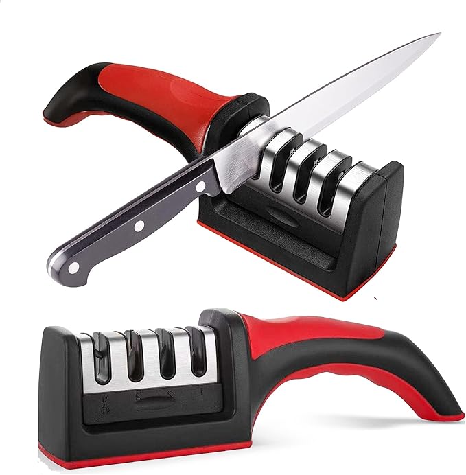 4 in 1 Knife Sharpener for Kitchen Knives with 4 Stage Slots