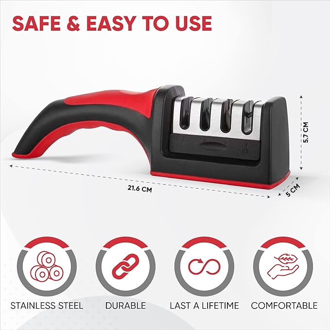 4 in 1 Knife Sharpener for Kitchen Knives with 4 Stage Slots