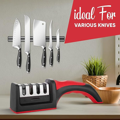 4 in 1 Knife Sharpener for Kitchen Knives with 4 Stage Slots